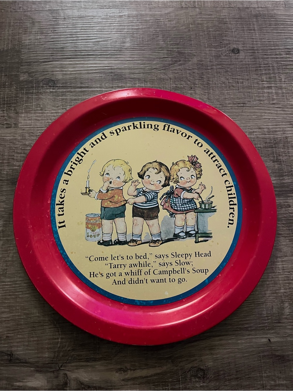 Vintage Campbell’s Soup Tin Metal Round Serving Tray 1994 12 Inches Round VTG